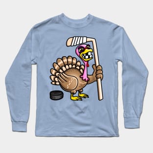 Funny Hockey Turkey Long Sleeve T-Shirt